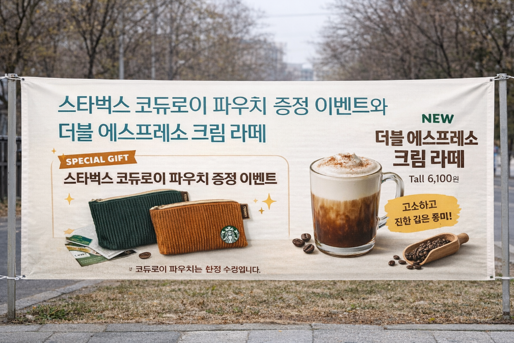 스타벅스 코듀로이 파우치 받는 법, 더블 에스프레소 크림 라떼 꿀조합