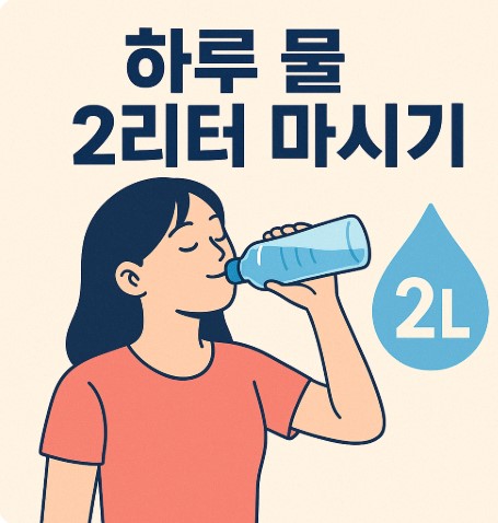 하루 물 2리터 마시기 이미지