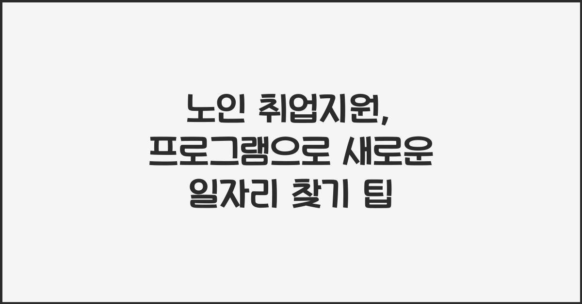 노인 취업지원, 프로그램