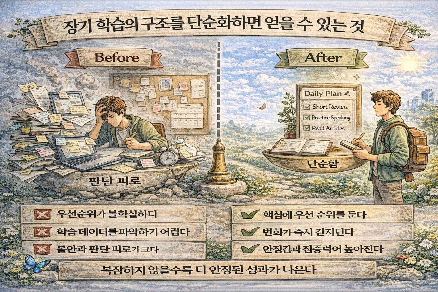 왜 장기 학습에서는 구조가 점점 단순해져야 하는가