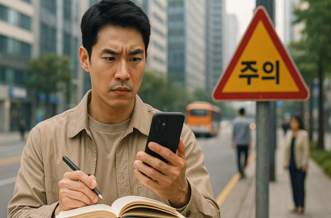 대출 안내 정보를 받고 확인하는 청년 모습