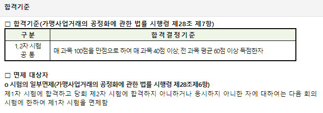 가맹거래사-합격기준