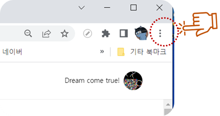 Crome 맞춤설정 및 제어 선택