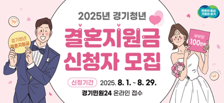 2025 경기청년 결혼지원금 신청자 모집 (+100만원)