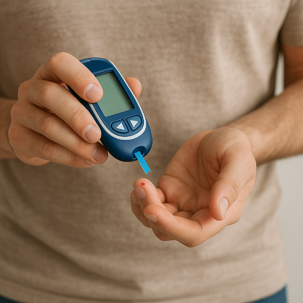 혈당체크 하는 사진