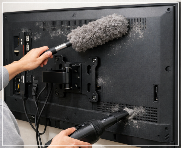 벽걸이 TV 뒷면 청소 관련 사진