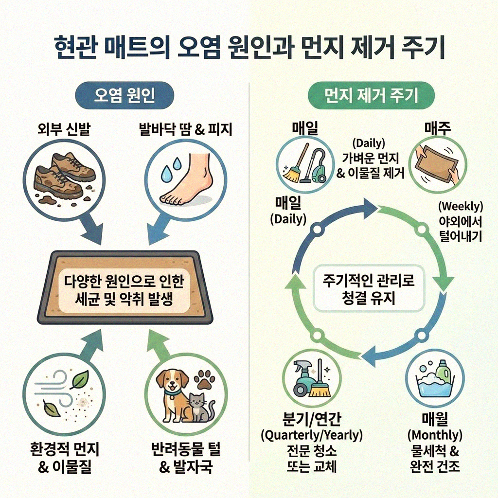 현관 매트 먼지 제거 주기 확실히 파악하기