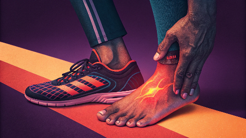 통풍으로 인한 발의 통증을 나타내는 이미지