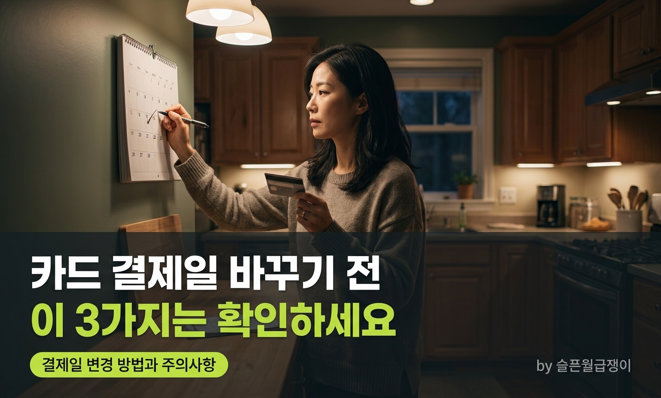 달력 보며 카드 확인하는 직장인