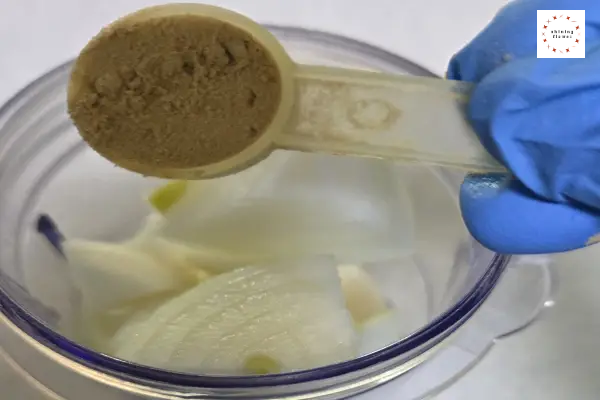 파김치-재료 갈기-생강가루 넣기