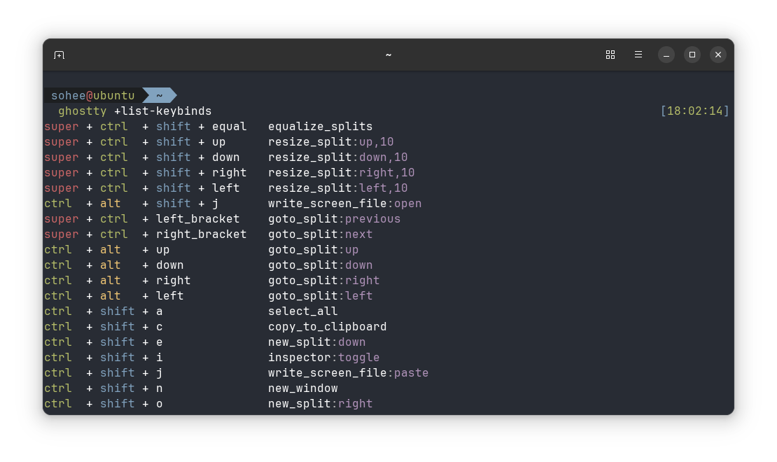 ghostty keybinding