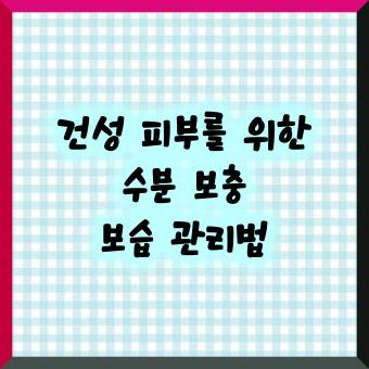 건성 피부를 위한 수분보충과 보습 관리법