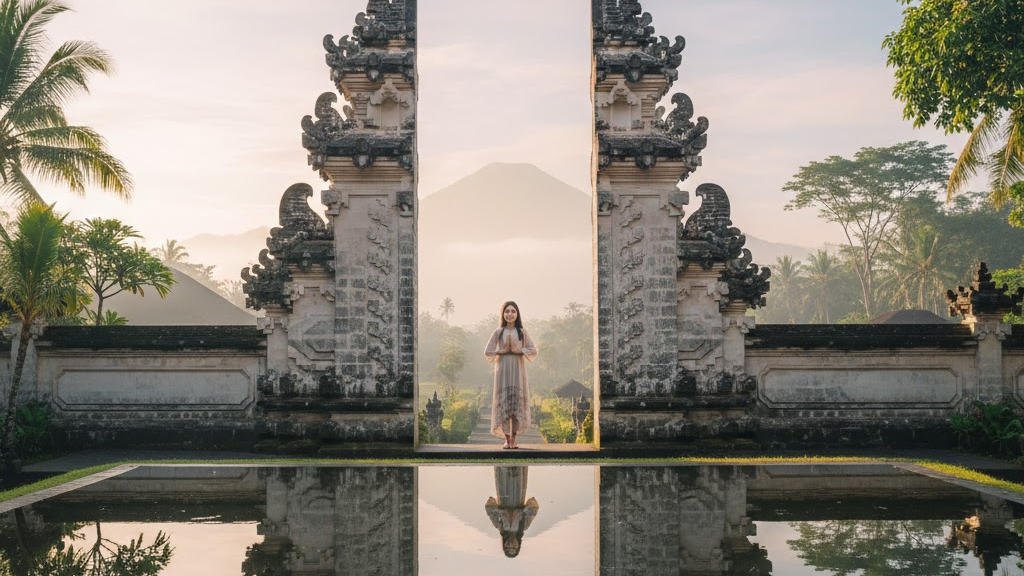 발리 포토스팟에서 감성 인생샷을 남기는 여행 장면