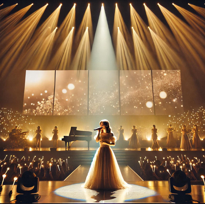 여자 솔로가수의 감성적인 무대