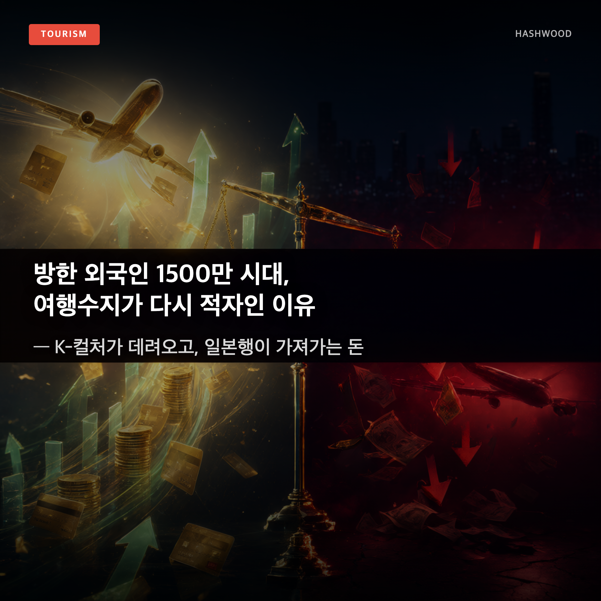그림: 방한 외국인 1500만 시대, 여행수지가 다시 적자인 이유 — — K-컬처가 데려오고, 일본행이 가져가는 돈