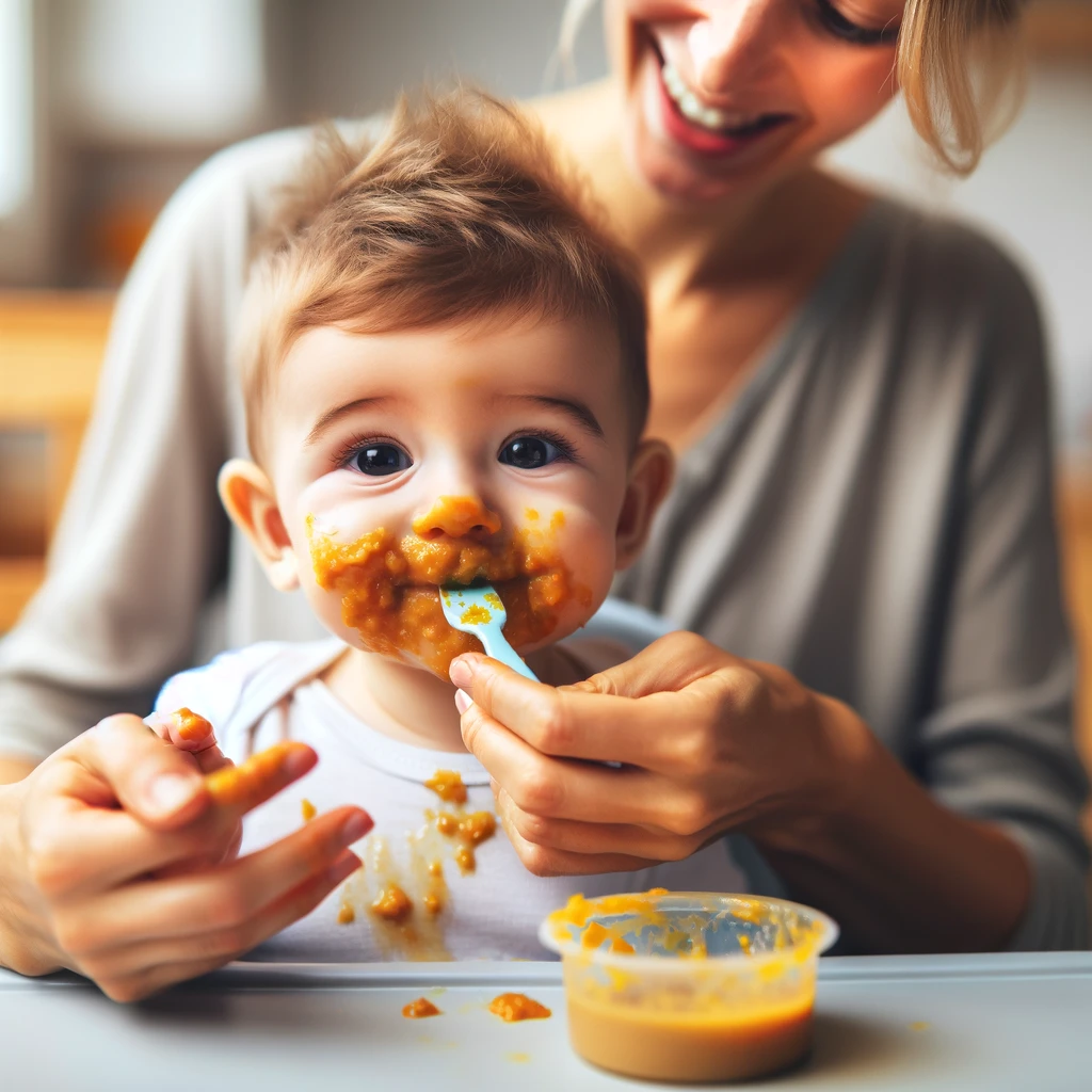 이유식 먹는 아기