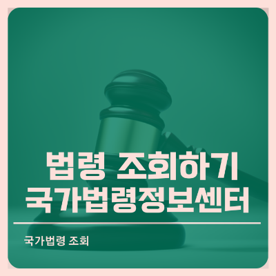 법령 조회방법 (법제처 국가법령정보센터)