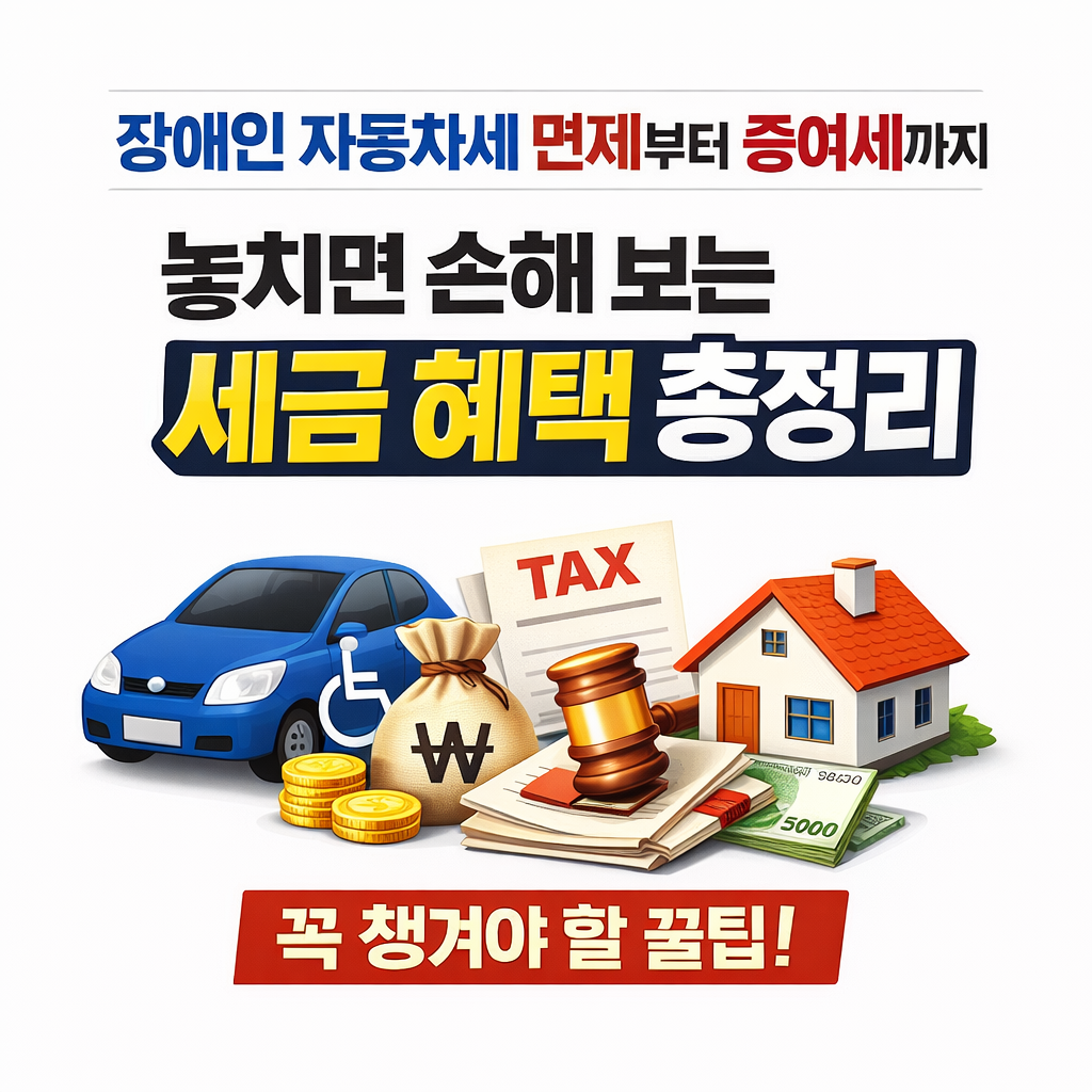 장애인 자동차세 면제부터 증여세까지"놓치면 손해 보는 세금 혜택 총정리"