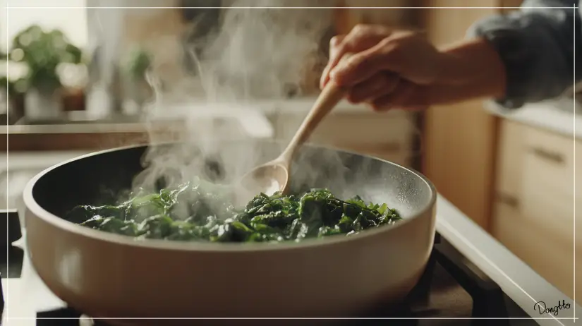 오트밀-먹는법인-오트밀-미역죽을-만들기-위해-냄비에-볶음주걱으로-미역을-볶고-있는-모습