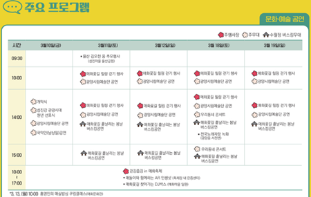 광양 매화축제 주요프로그램