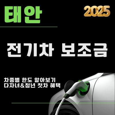 썸네일_2025년 태안 전기차 보조금 신청방법 (다자녀 청년첫차 혜택, 대상차종, 한도)