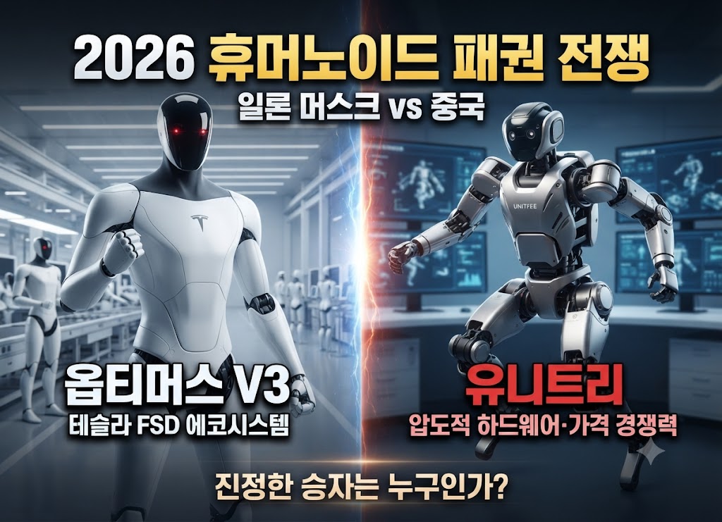 2026 휴머노이드 패권 전쟁: 일론 머스크 옵티머스 V3 대 중국 유니트리 로봇 비교 썸네일