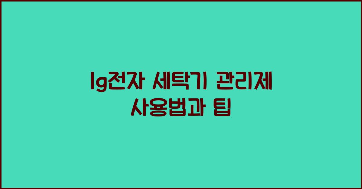 lg전자 세탁기 관리제
