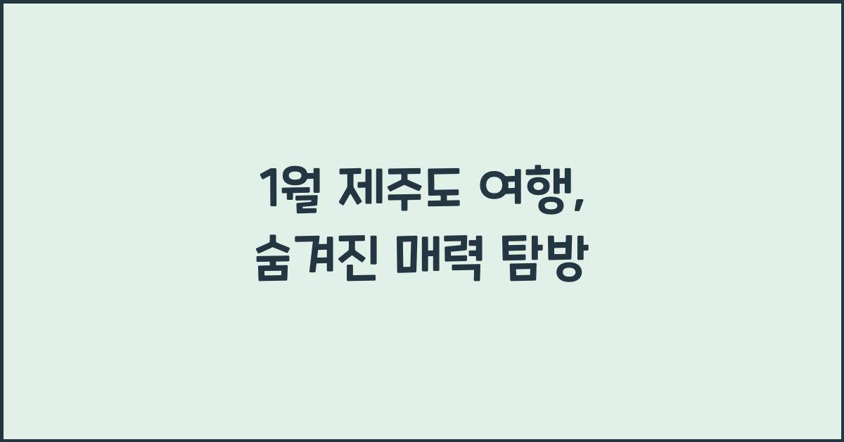1월 제주도 여행