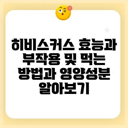 히비스커스 효능과 부작용 및 먹는 방법과 영양성분 알아보기