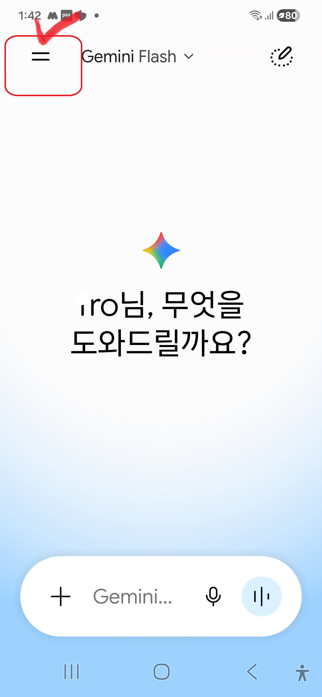 제미나이 휴대폰 화면