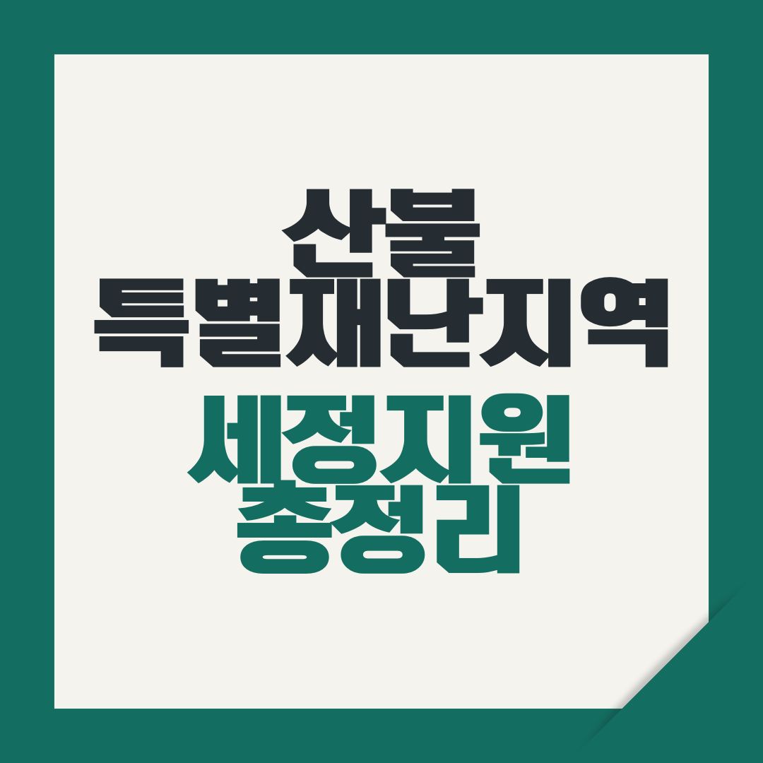 산불 특별재난지역 세정지원 총정리