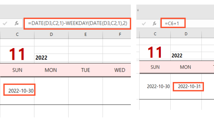 엑셀 달력 만들기