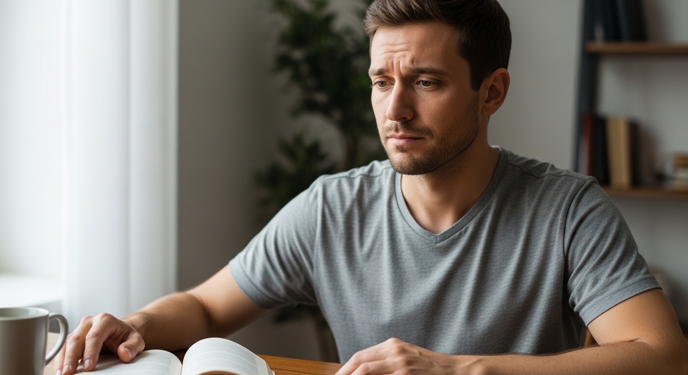 건강으로 인한 고민에 빠진 남성