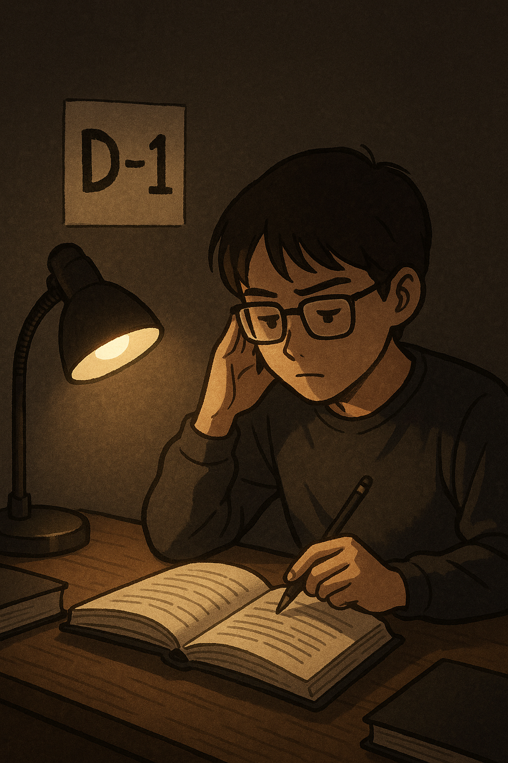 시험 전날 공부하는 학생