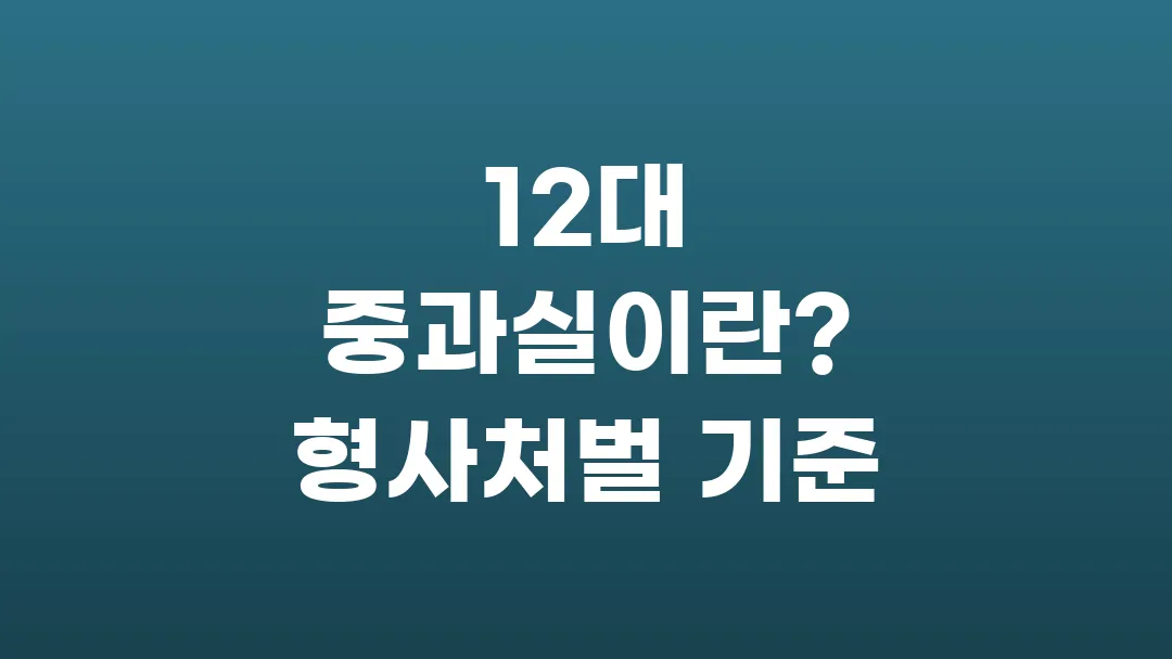 12대 중과실이란? 형사처벌 기준
