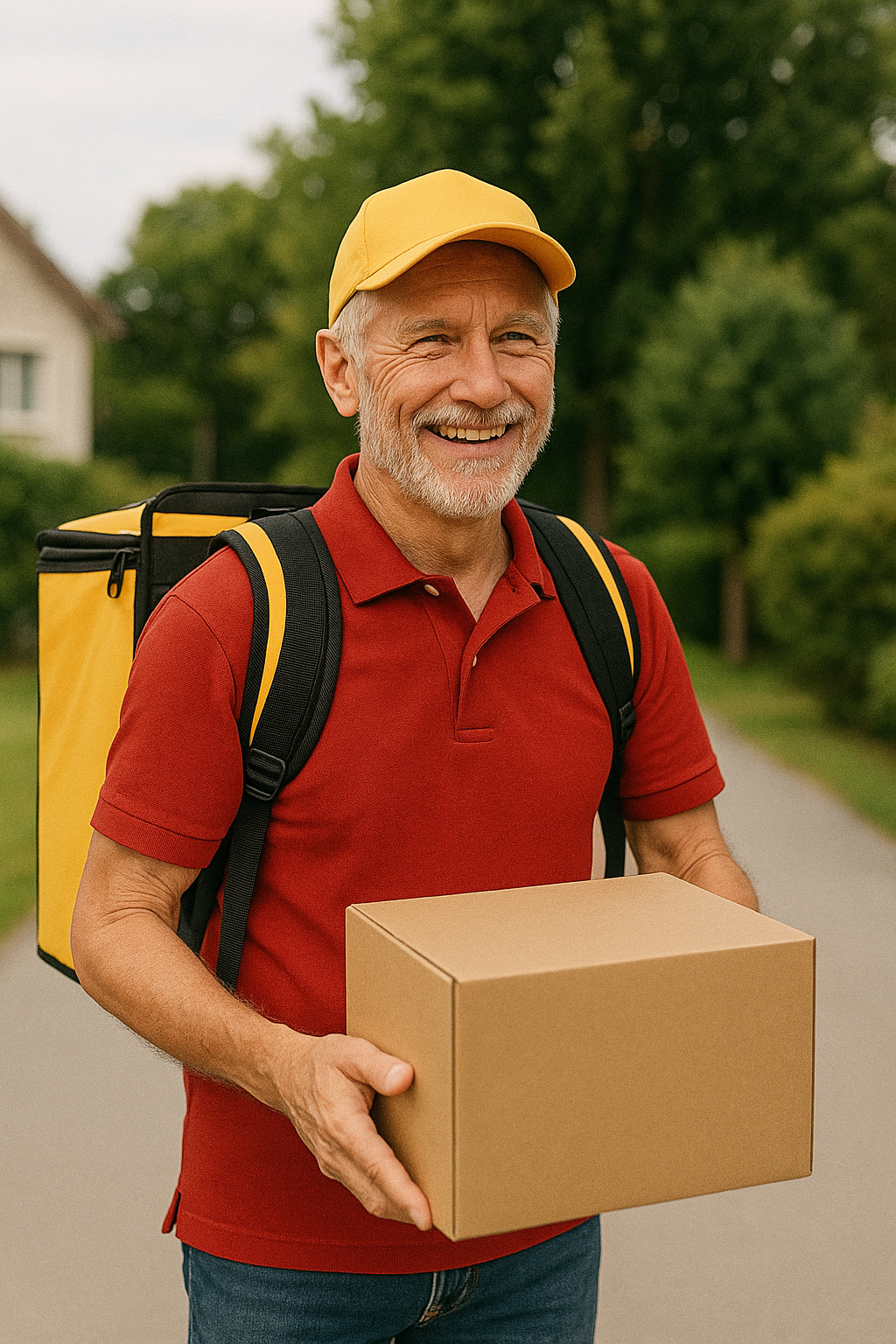 건강하게 배달업 종사하는 노인