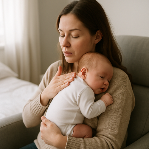 아기 잠재우는 엄마
