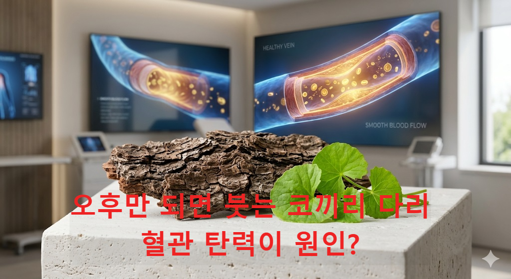 혈관 탄력과 정맥 순환을 돕는 피크노제놀과 센텔라아시아티카 이미지