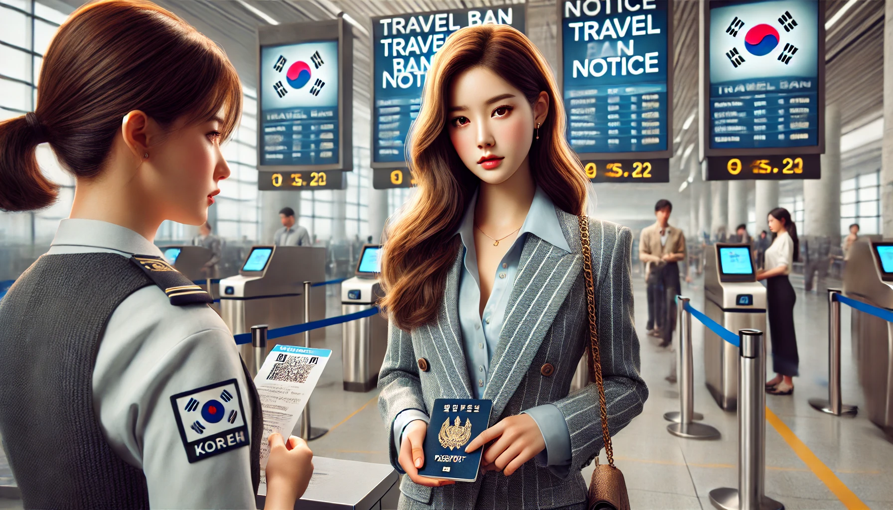 출국 관련 출국 심사하는 이미지