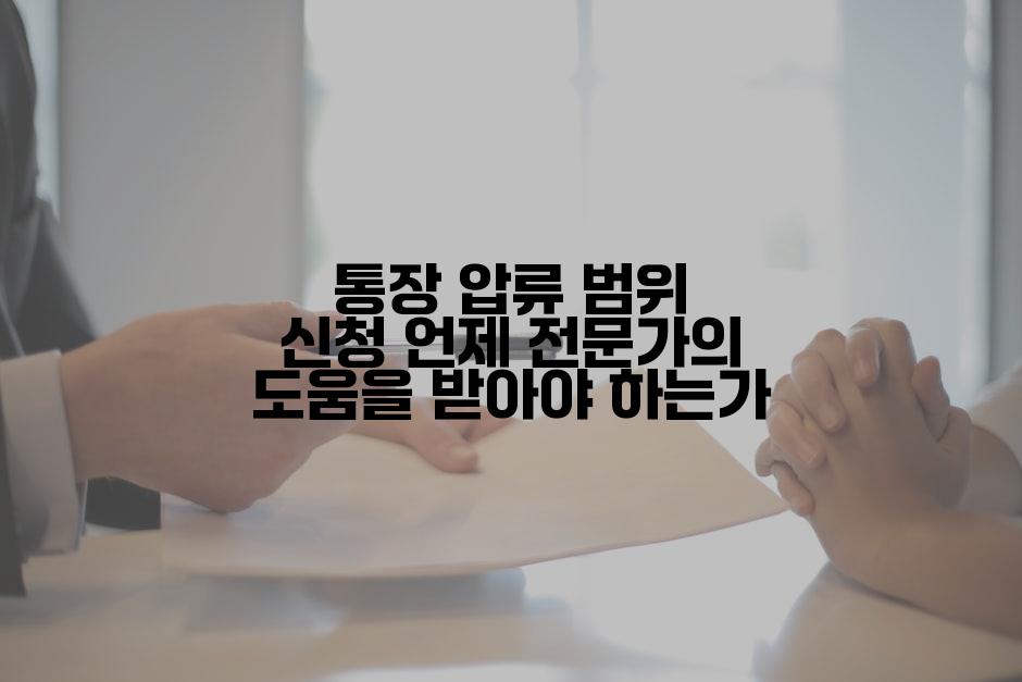 통장 압류 범위 신청 언제 전문가의 도움을 받아야 하는가