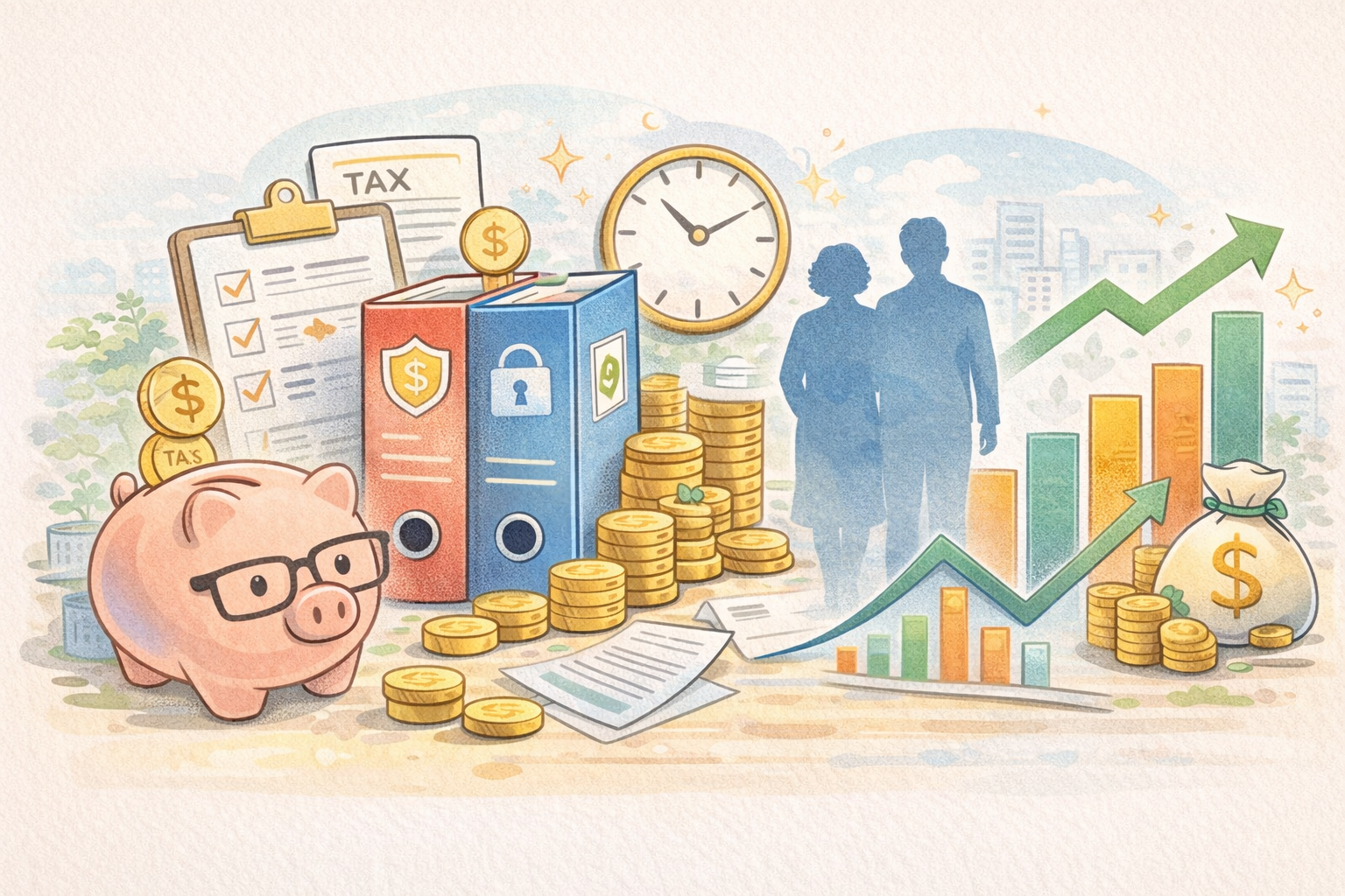 퇴직금과 재정 계획 인포그래픽