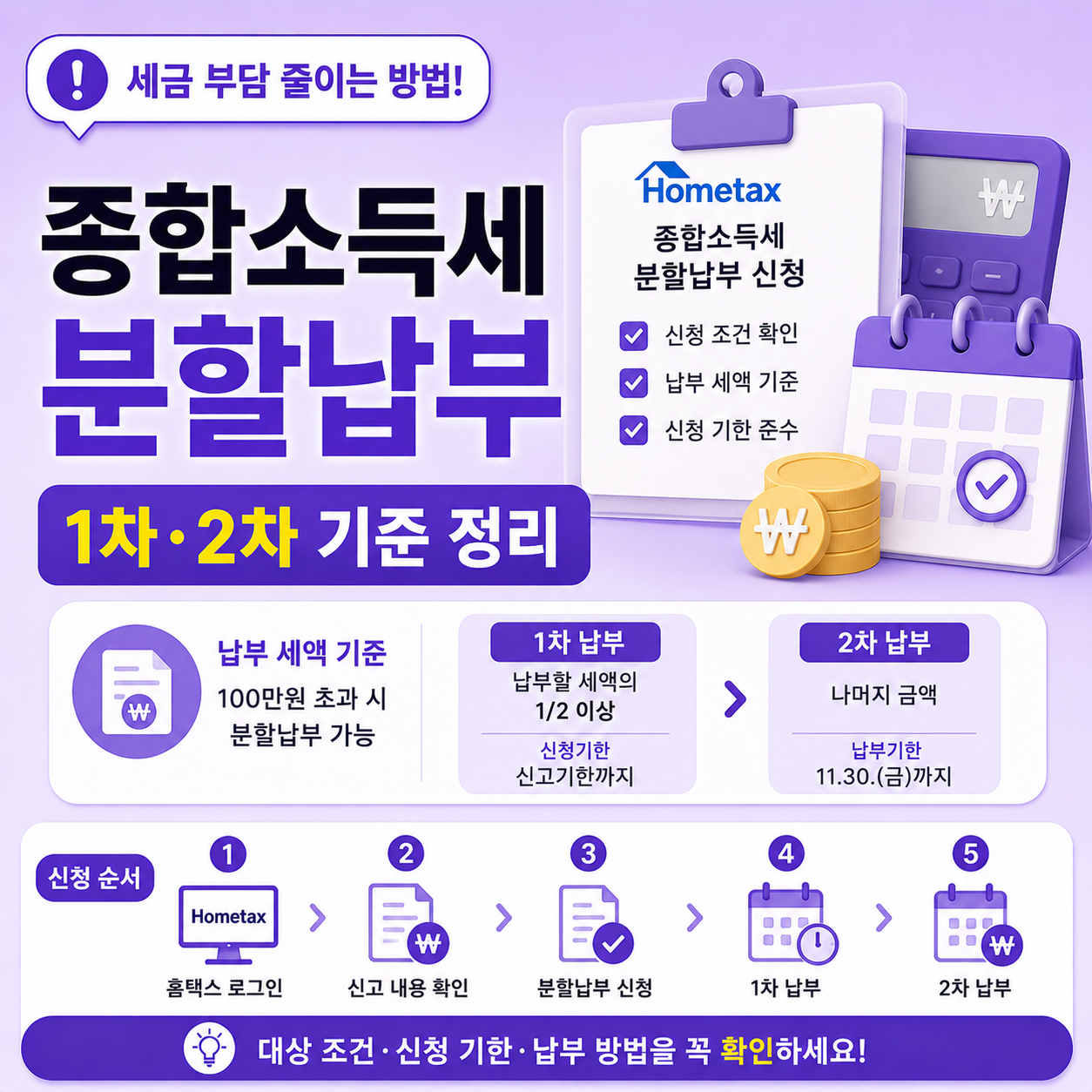 종합소득세 분할납부 신청 조건과 납부 방법 확인