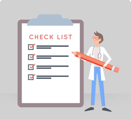 병원에서 정기 검사를 하는 모습