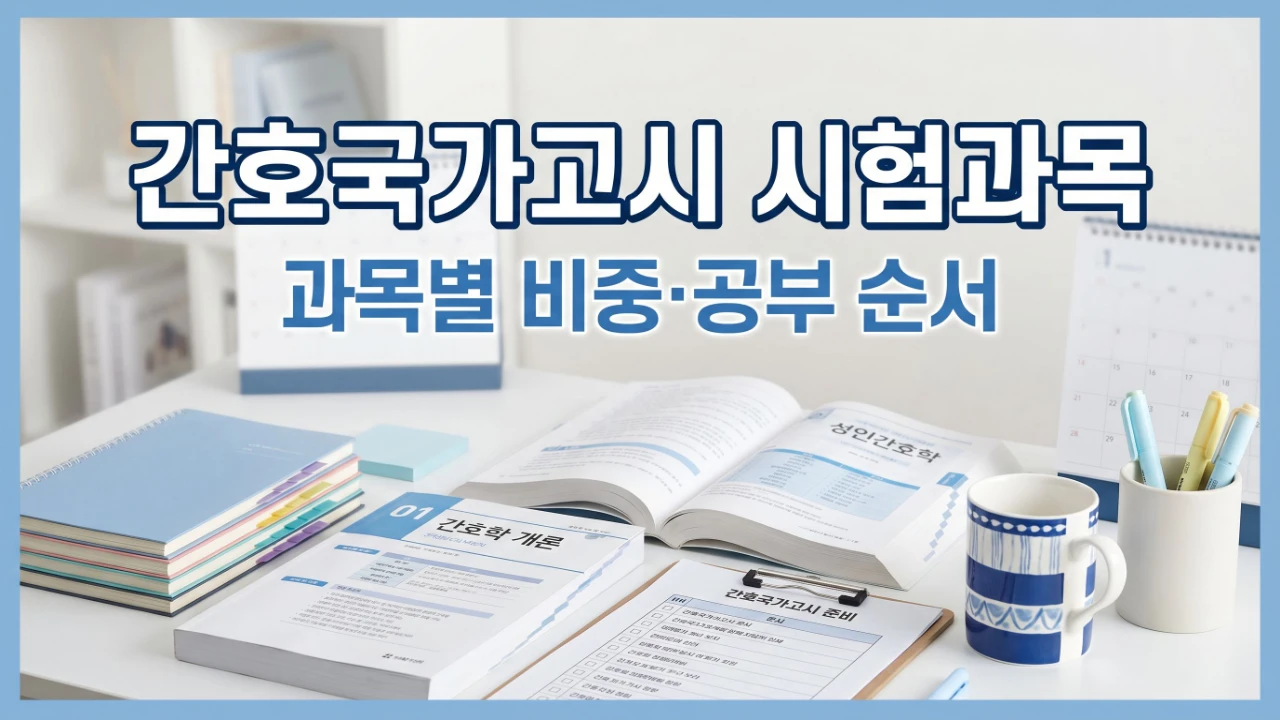 간호국가고시 시험과목과 과목별 비중 공부 순서를 정리한 대표 이미지
