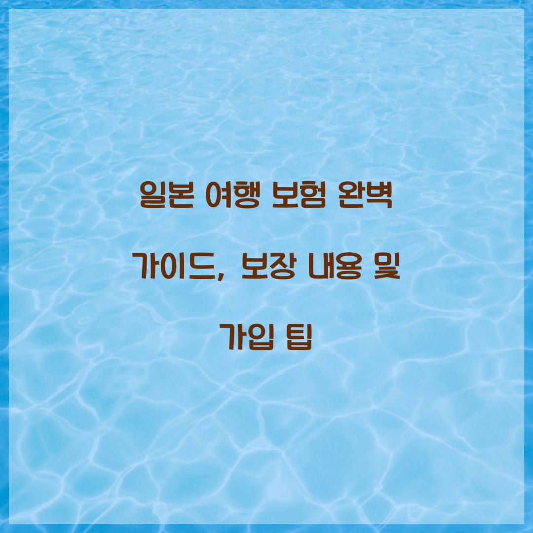 일본 여행 보험