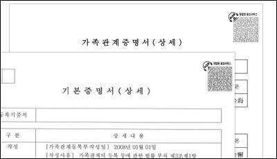 상세증명서 서식 두 장이 포개있는 모습