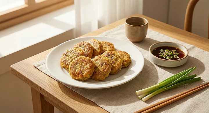 노릇하게 구운 동그랑땡 완성 접시