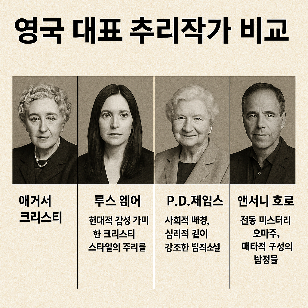영국 대표 추리작가 비교 (크리스티, 도일, 신예)