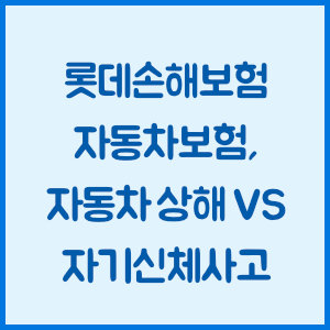 롯데손해보험 자동차보험, 자동차 상해 vs 자기신체사고 총정리