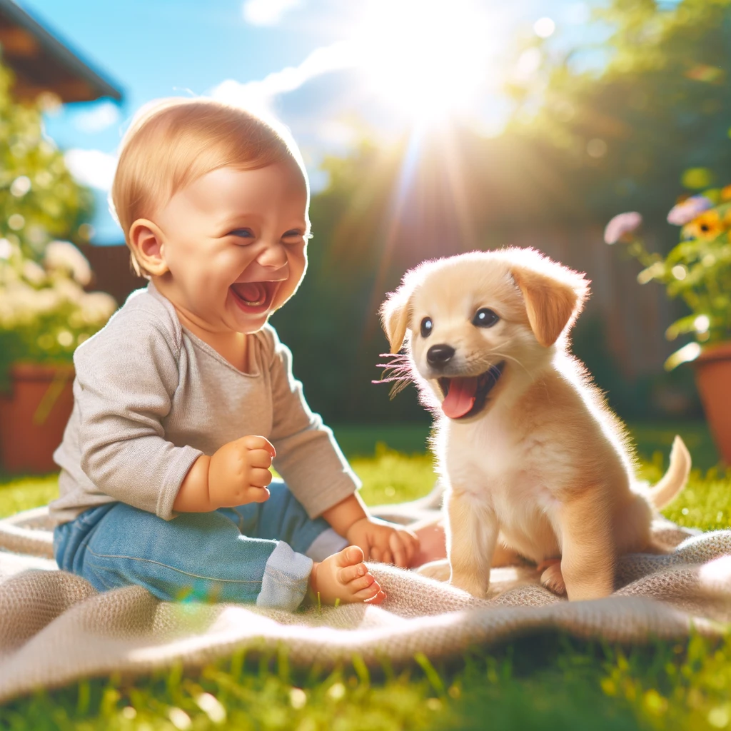 강아지와 아기 이미지